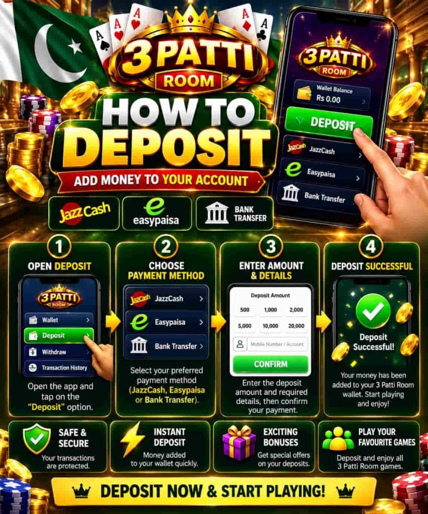 3 Patti Room how to deposit money guide